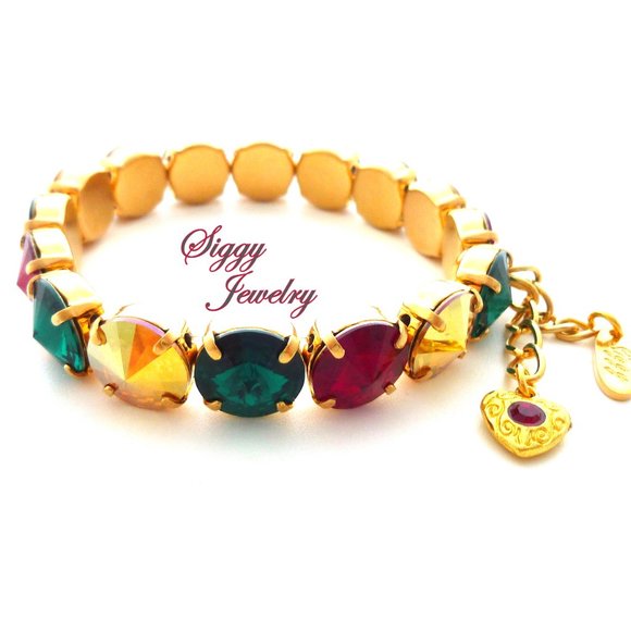 JINGLE MINGLE Christmas Rivoli Stretch Bracelet Made with 12mm Austrian Crystals - Picture 1 of 6